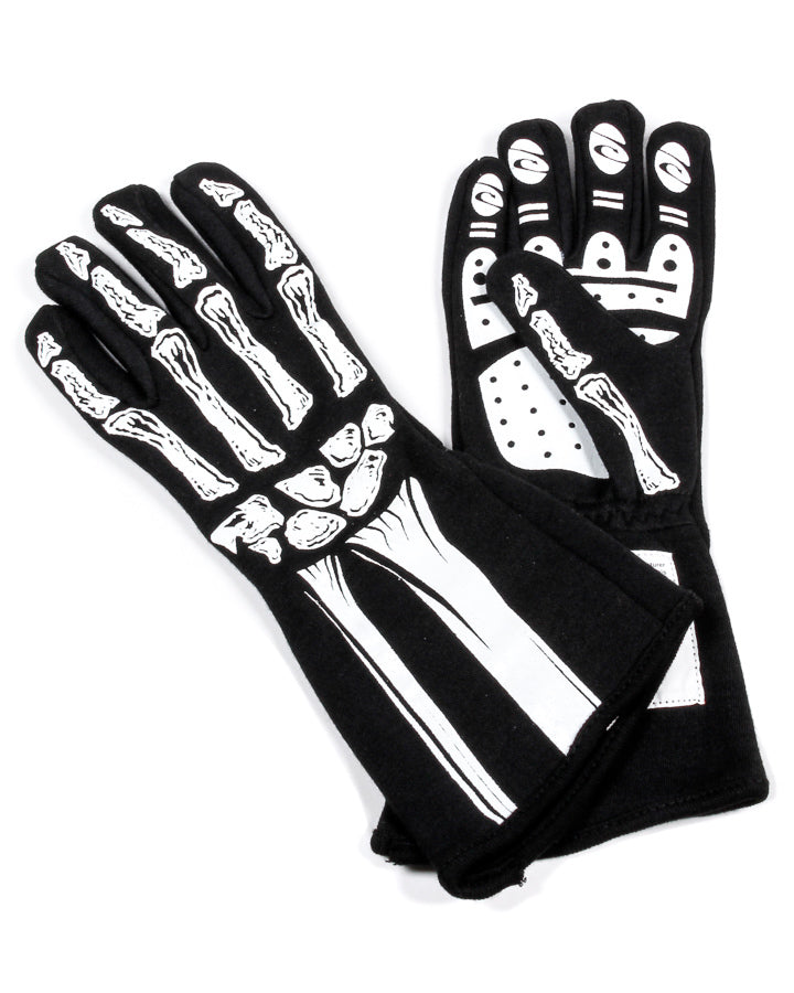 Double Layer White Skeleton Gloves X-Large image 0