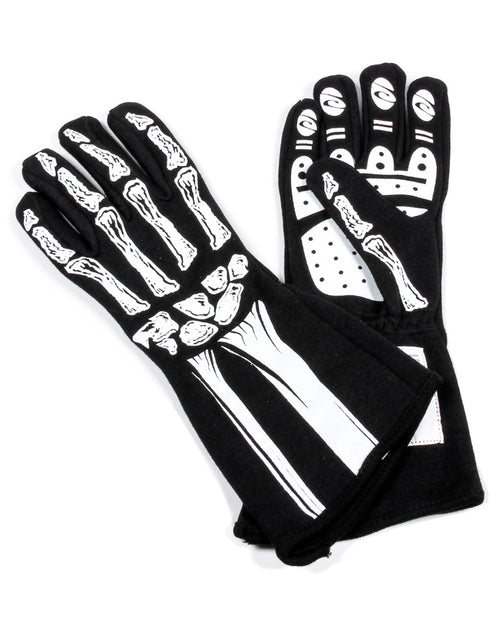 Double Layer White Skeleton Gloves X-Large image 0