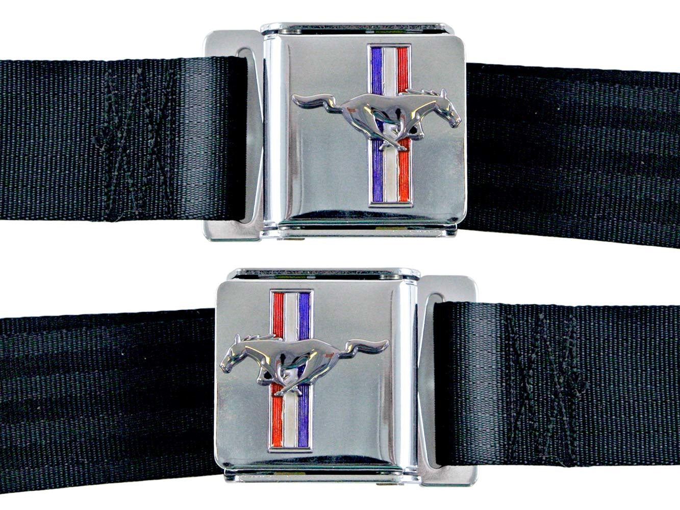 64-73 Mustang Seat Belts w/Mustang Emblem image 0