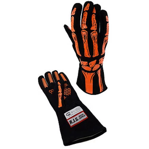 Double Layer Orange Skeleton Gloves Large image 0